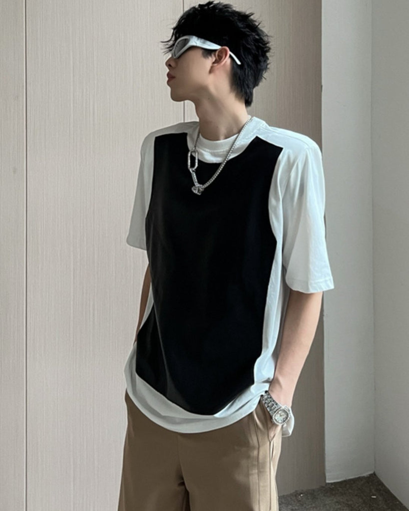 Fake Layered Slit Vest T-Shirt TNS0109 - KBQUNQ｜韓国メンズファッション通販サイト