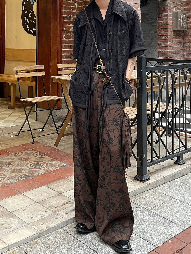 Flower Wide Leg Pants YMN0018 - KBQUNQ｜韓国メンズファッション通販サイト