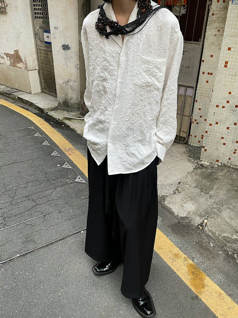 French Flower Embroidery Long Sleeve Shirt YMN0010 - KBQUNQ｜韓国メンズファッション通販サイト