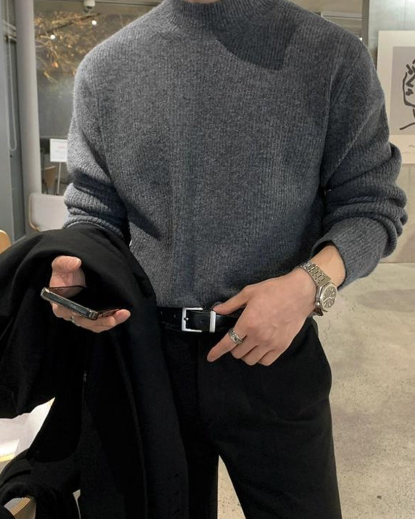 Half Turtleneck Rib Knit Sweater VCH0211 - KBQUNQ｜ファッション通販
