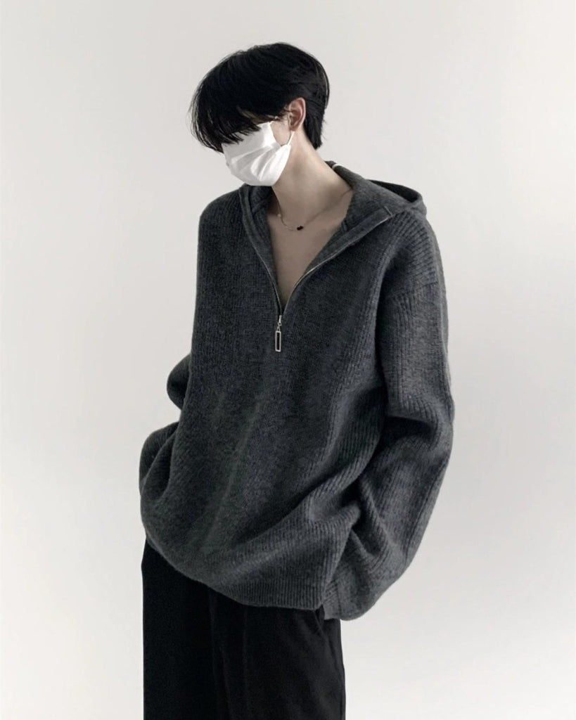 Half Zip Hood Loose Sweater AUW0005 - KBQUNQ｜ファッション通販