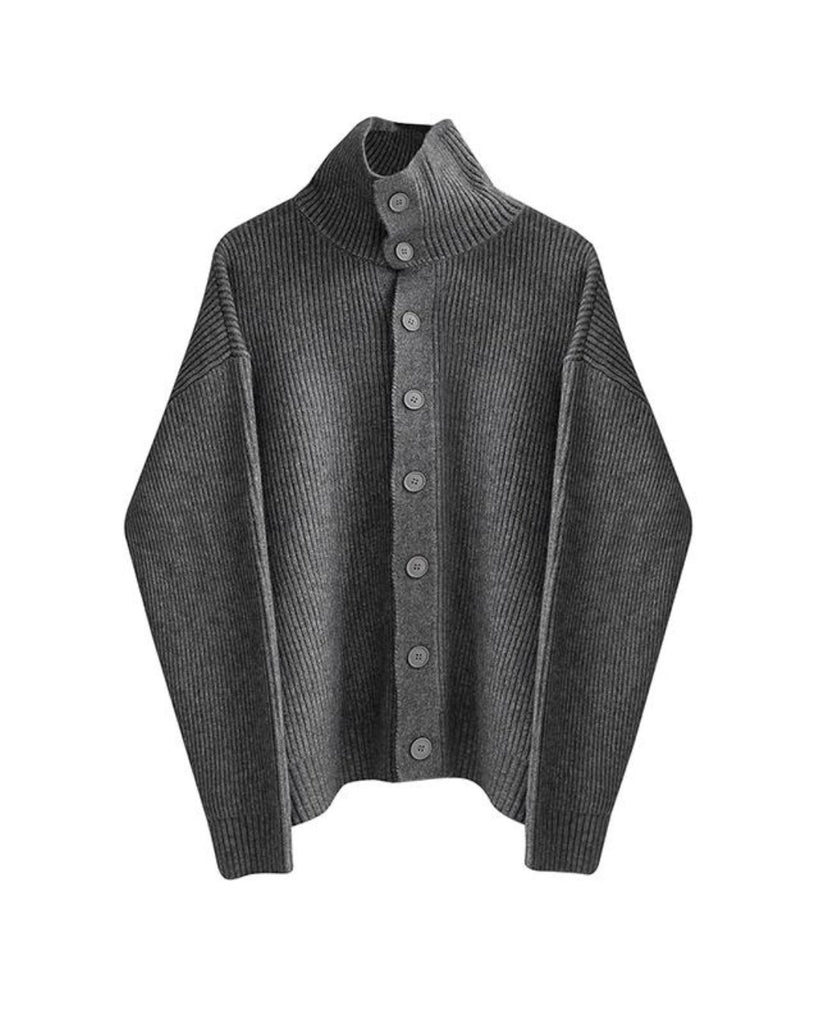 High Neck Button Rib Knit HOZ0013 - KBQUNQ｜ファッション通販
