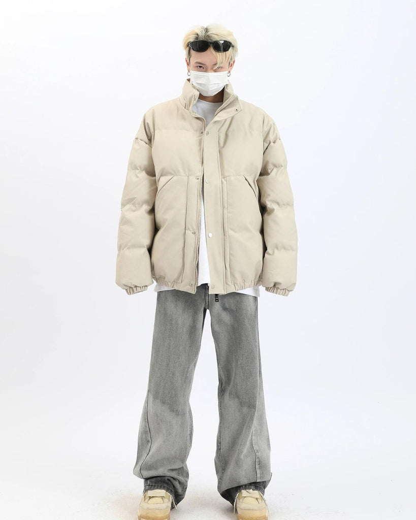 High-Neck Leather Down Jacket MXD0028 - KBQUNQ｜ファッション通販