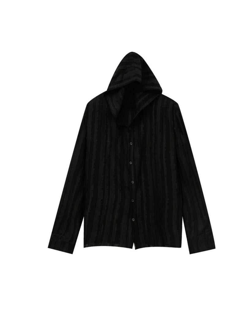 Hood Striped Loose Shirt CBJ0033 - KBQUNQ｜韓国メンズファッション通販サイト