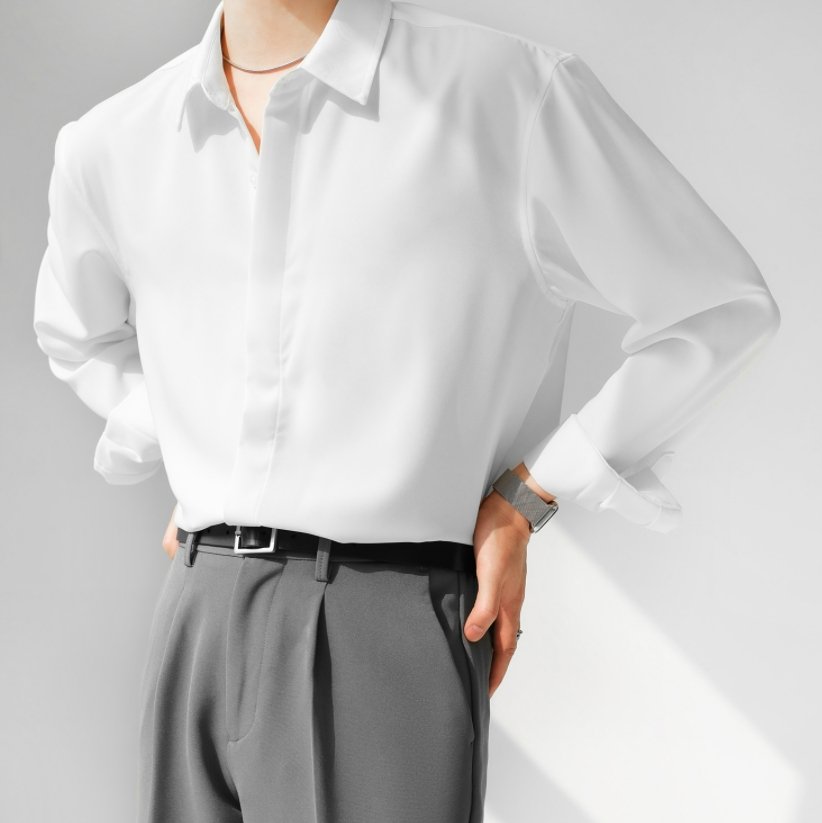 ベーシックシンプルサテンシャツ【KBQ247】 - KBQUNQ｜韓国メンズファッション通販サイト