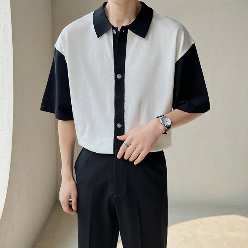 バイカラーシャツ【KBQ323】 - KBQUNQ｜韓国メンズファッション通販サイト