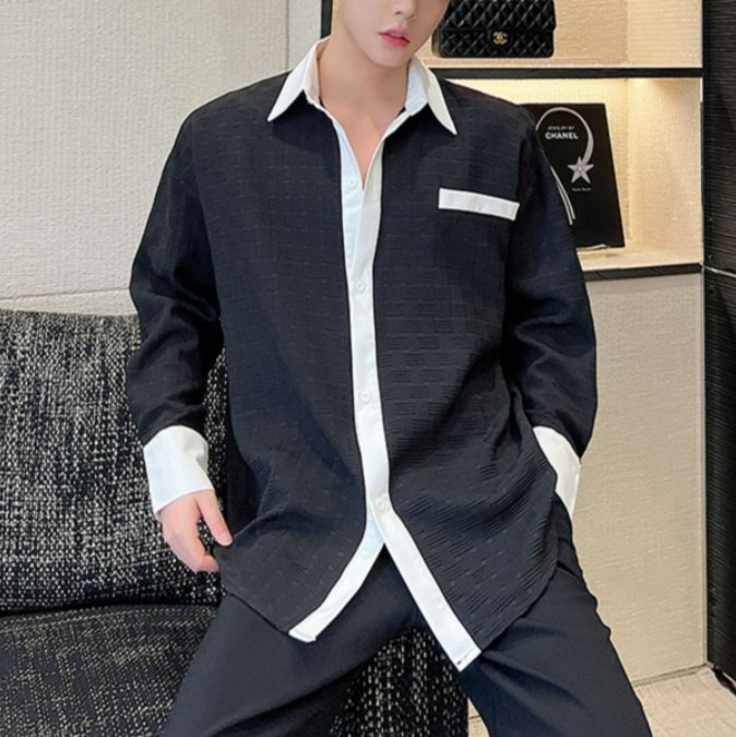 バイカラーモードシャツ【KBQ352】 - KBQUNQ｜韓国メンズファッション通販サイト