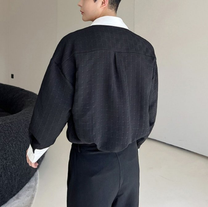 バイカラーモードシャツ【KBQ352】 - KBQUNQ｜韓国メンズファッション通販サイト