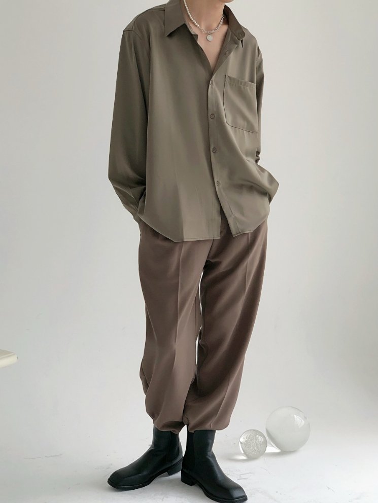 ドレープ長袖シャツ【KBQ413】 - KBQUNQ｜韓国メンズファッション通販サイト