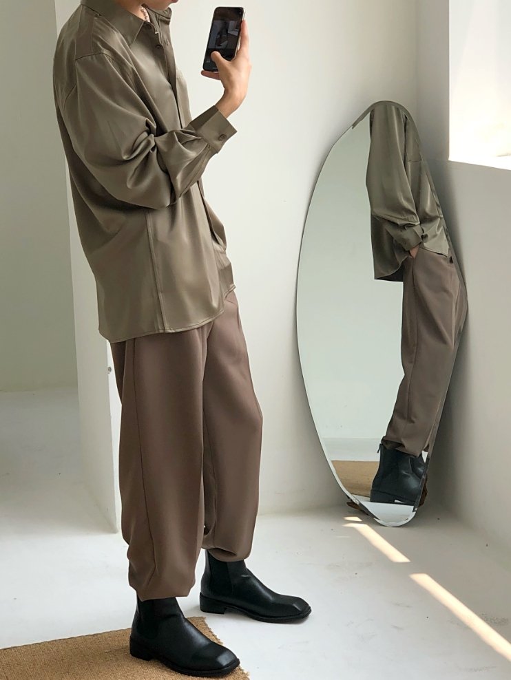 ドレープ長袖シャツ【KBQ413】 - KBQUNQ｜韓国メンズファッション通販サイト