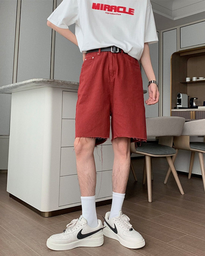 Korean Denim Half Pants HUD0056 - KBQUNQ｜韓国メンズファッション通販サイト