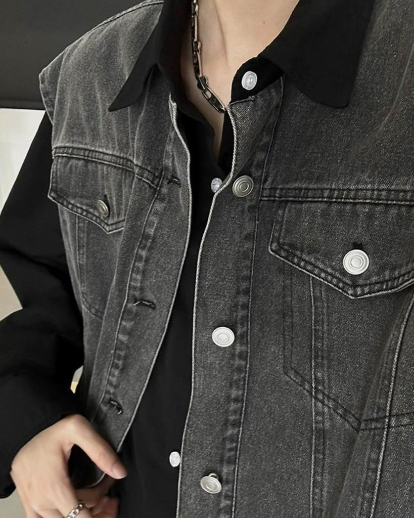 Korean Denim Jacket Vest JMH0042 - KBQUNQ｜ファッション通販