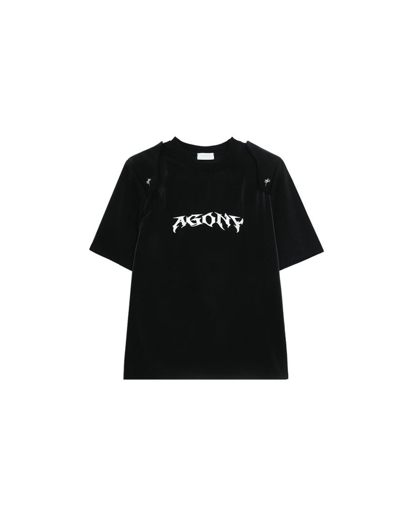 Korean Glossy Shoulder Pads Short Sleeve T-Shirt CBJ0025 - KBQUNQ｜韓国メンズファッション通販サイト