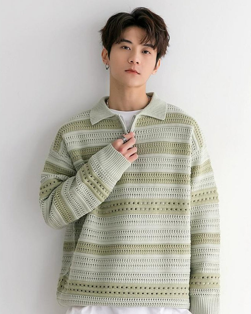 Korean Half Zip Knit CCR0037 - KBQUNQ｜韓国メンズファッション通販サイト