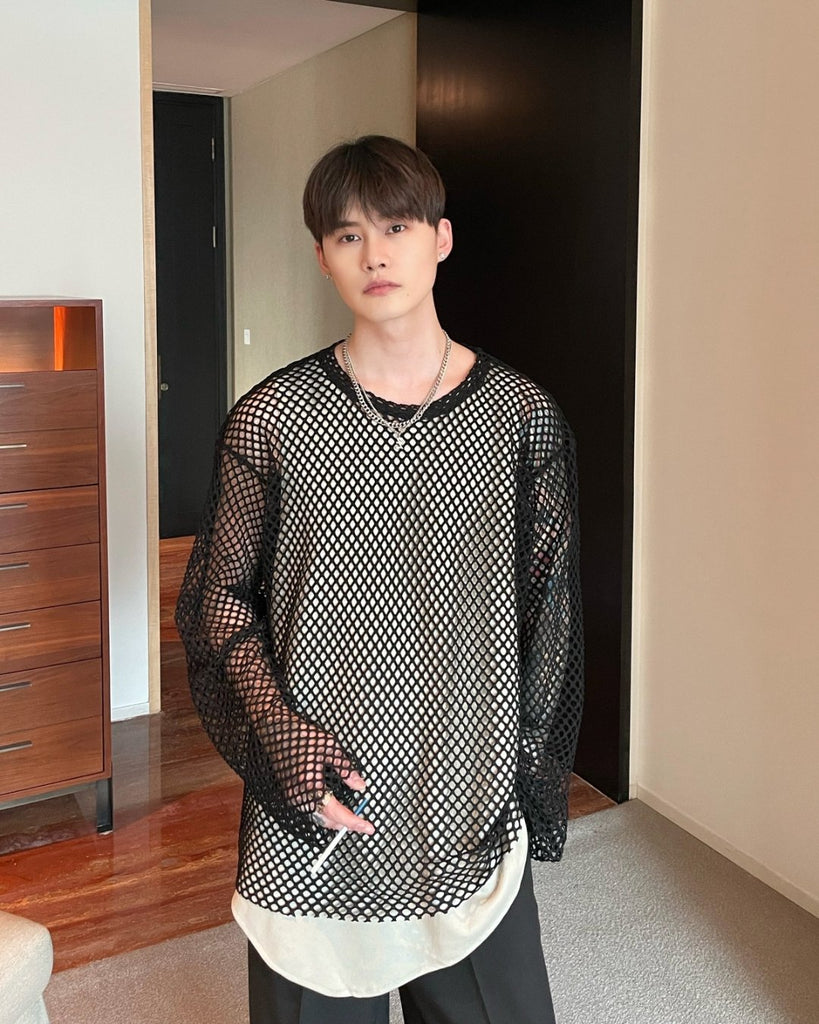 Korean Mesh Knitted Tops CBJ0021 - KBQUNQ｜韓国メンズファッション通販サイト
