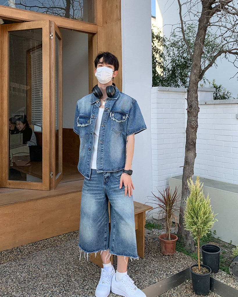 Korean Short Denim Jacket & Denim Short Pants BKC0186 - KBQUNQ｜韓国メンズファッション通販サイト