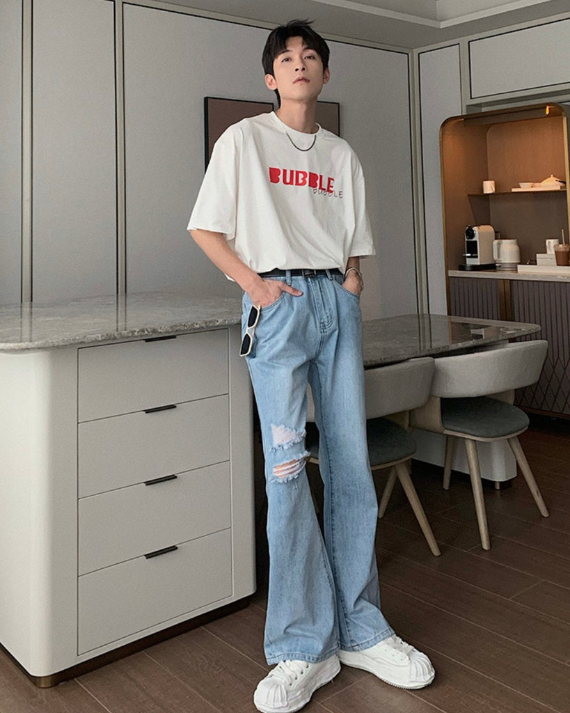 Korean Trendy Jeans HUD0038 - KBQUNQ｜韓国メンズファッション通販サイト