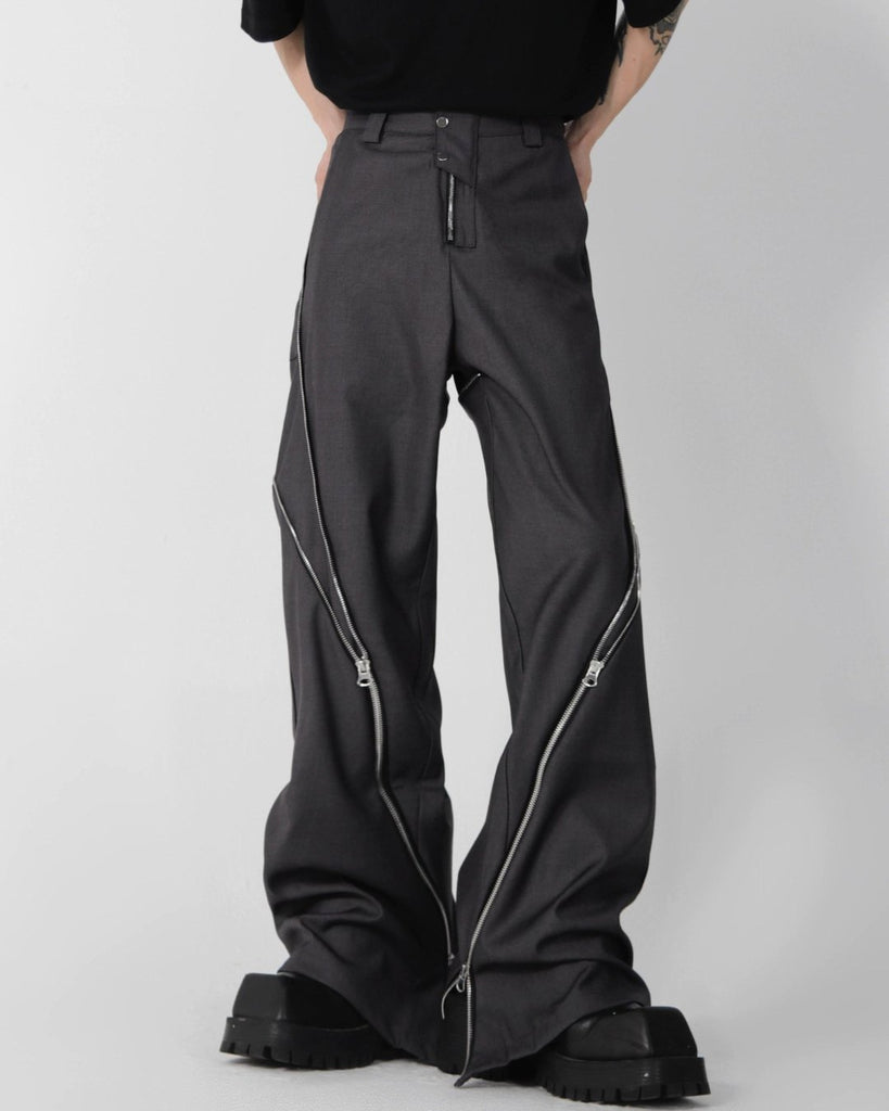 Korean Zipper Wide Pants CLE0006 - KBQUNQ｜ファッション通販
