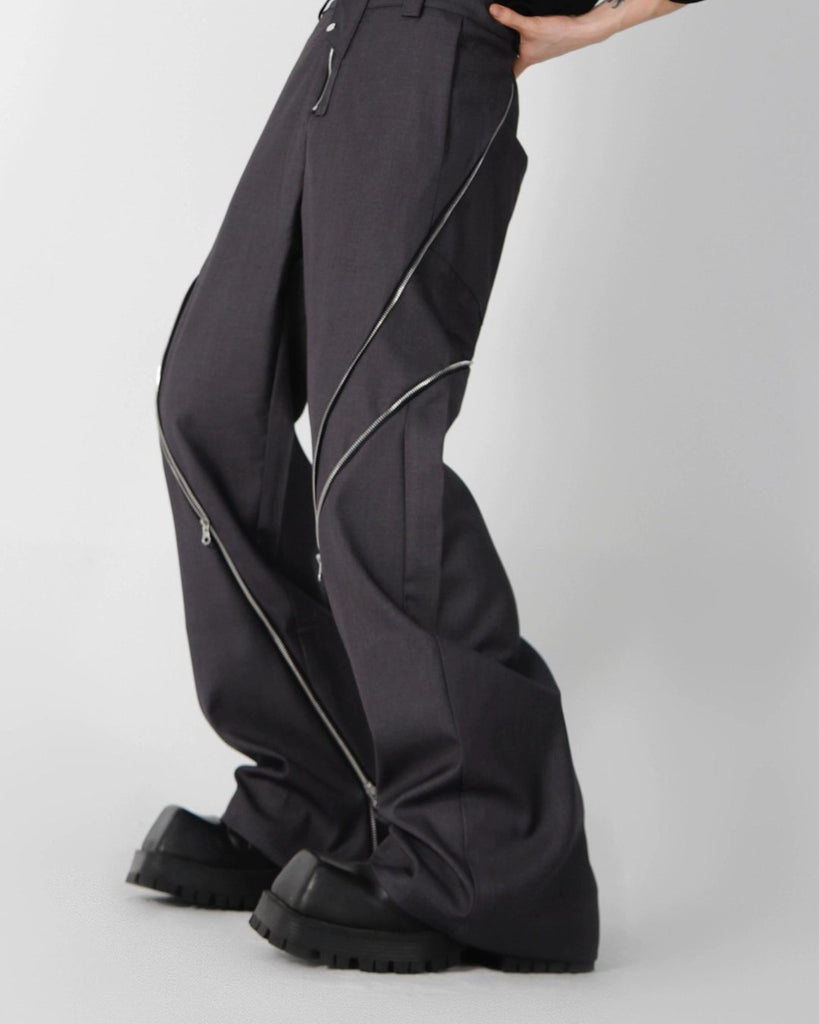 Korean Zipper Wide Pants CLE0006 - KBQUNQ｜ファッション通販