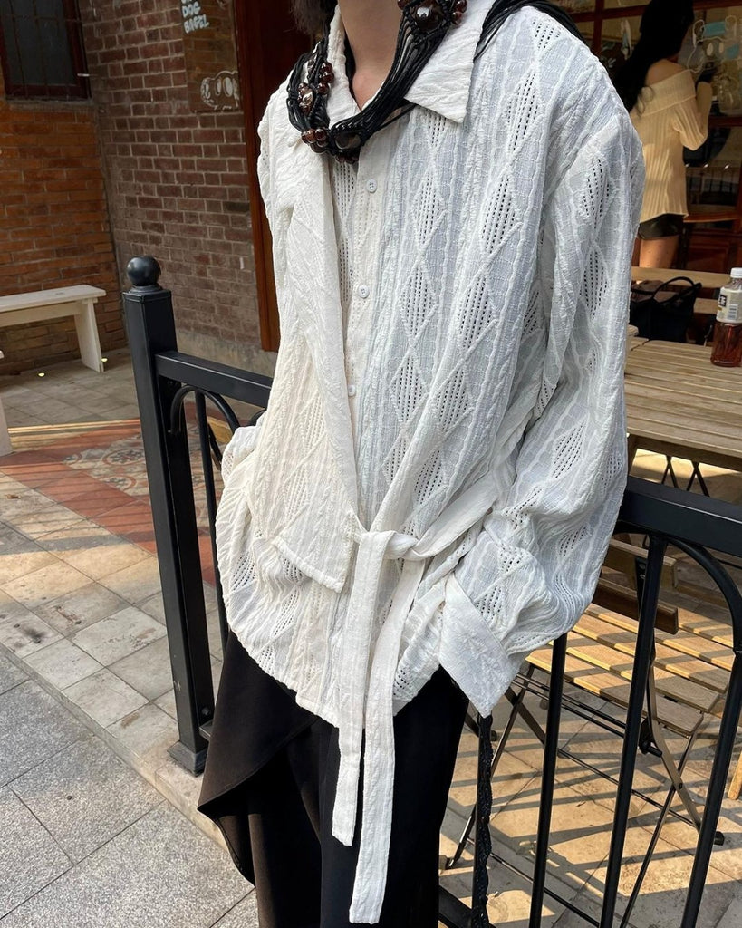 Lace See-through Long Sleeve Shirt YMN0008 - KBQUNQ｜韓国メンズファッション通販サイト