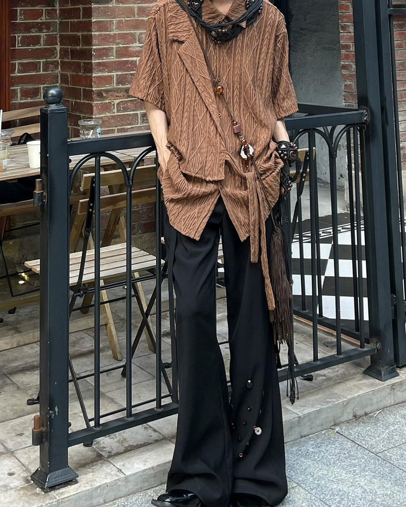 Layered Design Short Sleeve Shirt YMN0019 - KBQUNQ｜韓国メンズファッション通販サイト