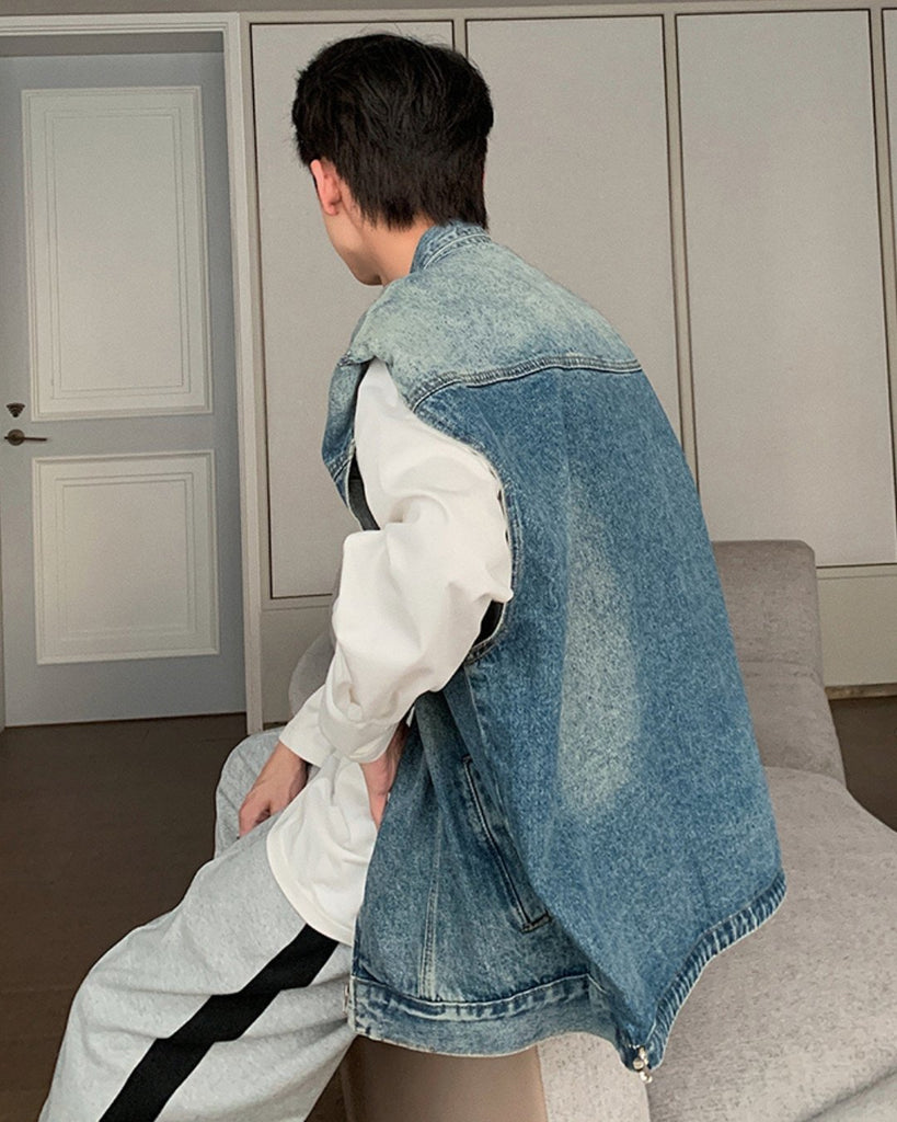 Layered Trend Denim Vest HUD0026 - KBQUNQ｜韓国メンズファッション通販サイト