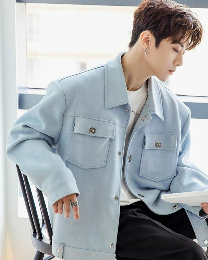 Light Blue Suede Jacket CCR0035 - KBQUNQ｜韓国メンズファッション通販サイト