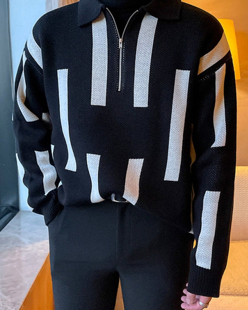 LOOSE KOREAN BORDER KNIT KBQ0572 - KBQUNQ｜韓国メンズファッション通販サイト