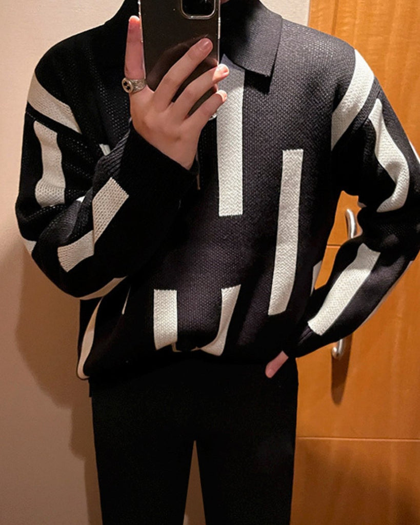 LOOSE KOREAN BORDER KNIT KBQ0572 - KBQUNQ｜韓国メンズファッション通販サイト