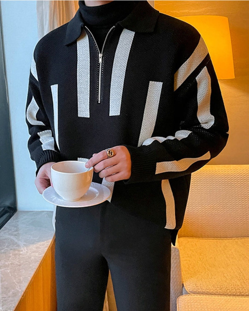 LOOSE KOREAN BORDER KNIT KBQ0572 - KBQUNQ｜韓国メンズファッション通販サイト