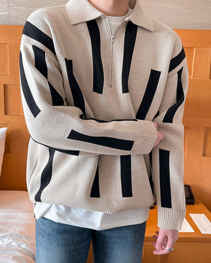 LOOSE KOREAN BORDER KNIT KBQ0572 - KBQUNQ｜韓国メンズファッション通販サイト
