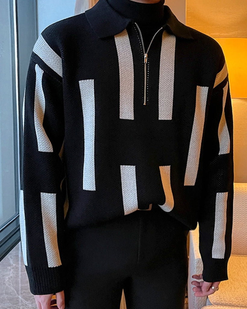 LOOSE KOREAN BORDER KNIT KBQ0572 - KBQUNQ｜韓国メンズファッション通販サイト