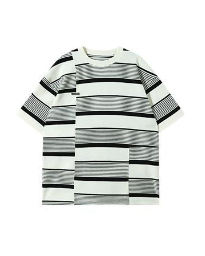 Loose Round Neck Border T-Shirt CCR0018 - KBQUNQ｜韓国メンズファッション通販サイト