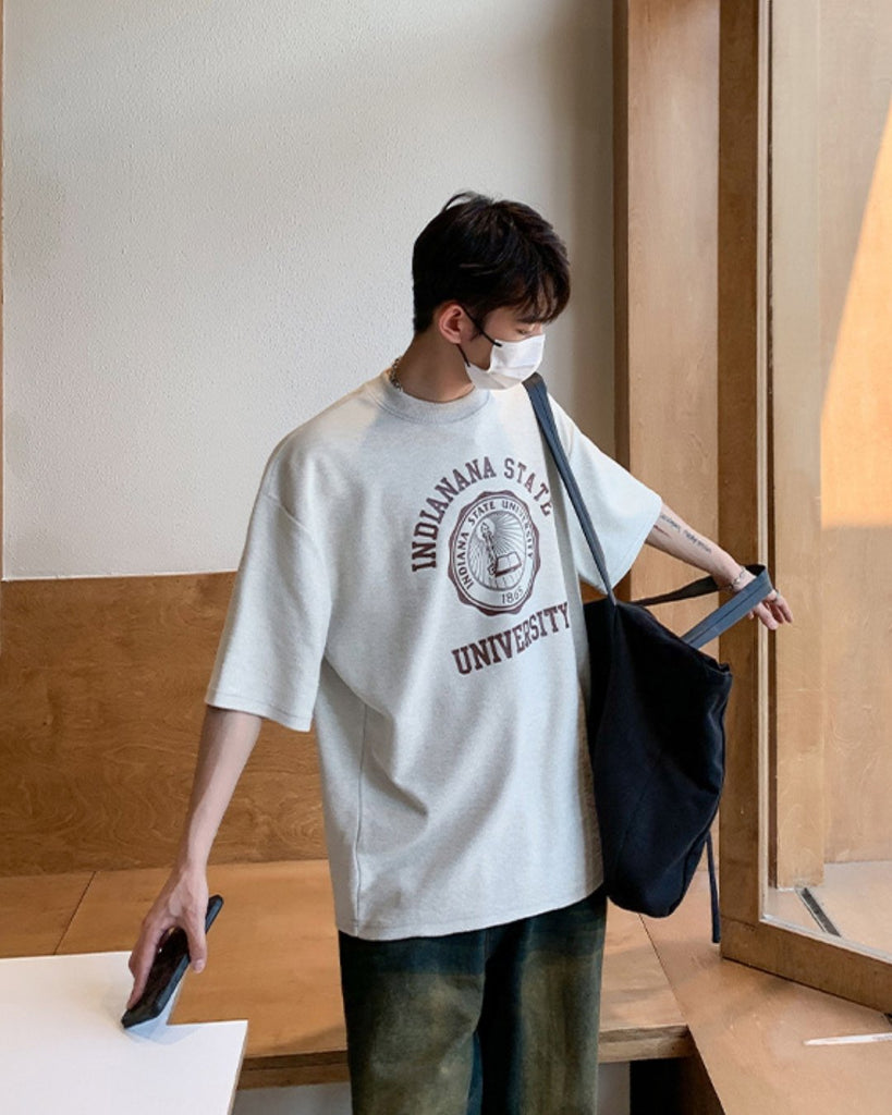 Loose Round Neck Pullover Short Sleeve T-Shirt BKC0190 - KBQUNQ｜韓国メンズファッション通販サイト