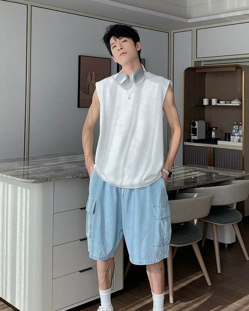 Loose Sleeveless Cut Sew HUD0062 - KBQUNQ｜韓国メンズファッション通販サイト