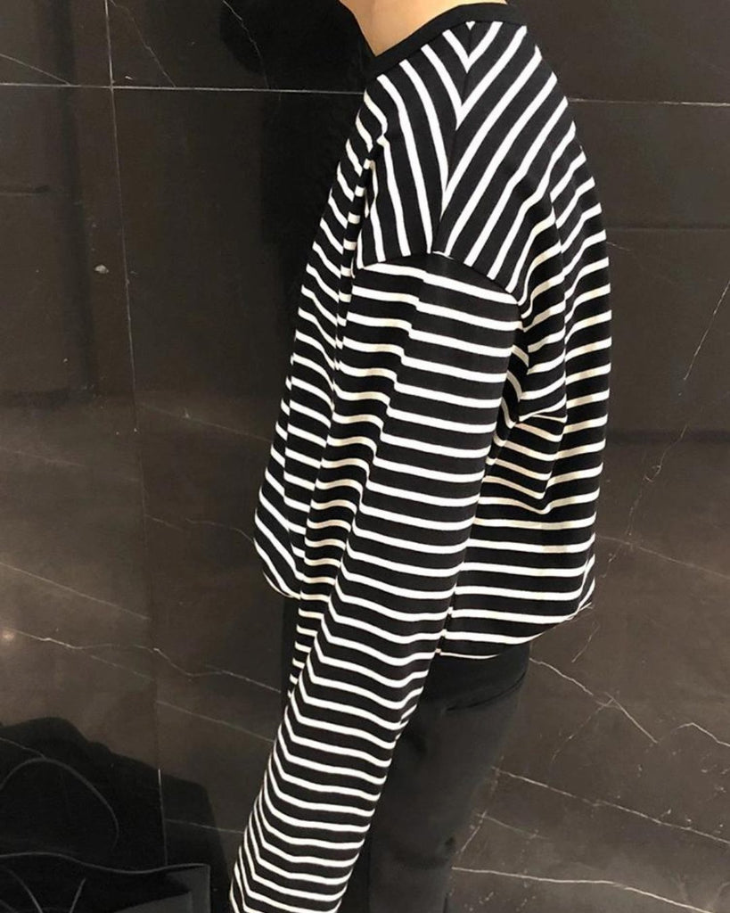 Loose Stripe Long Sleeve T-Shirt VCH0122 - KBQUNQ｜ファッション通販