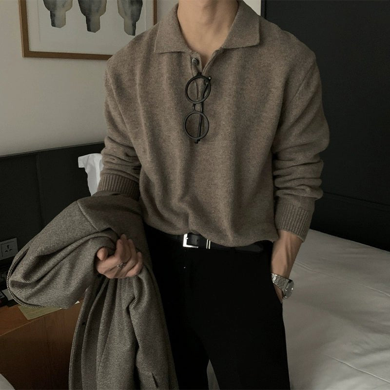 Loose Sweater Polo Shirt VCH0007 - KBQUNQ｜ファッション通販