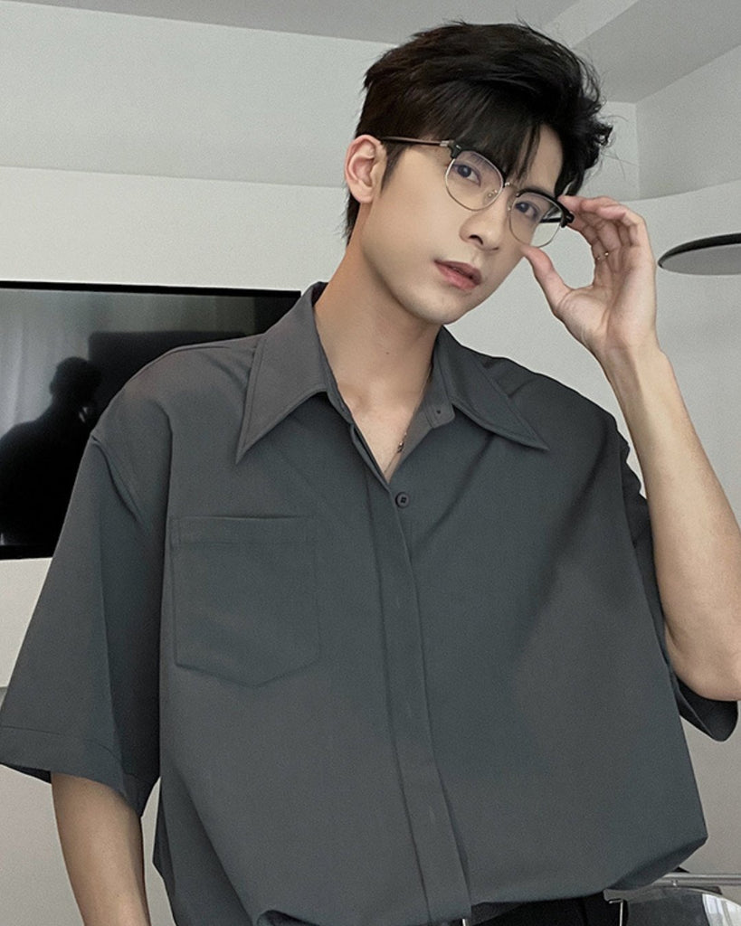Loose Top No Iron Plain Casual Shirt HUD0020 - KBQUNQ｜韓国メンズファッション通販サイト