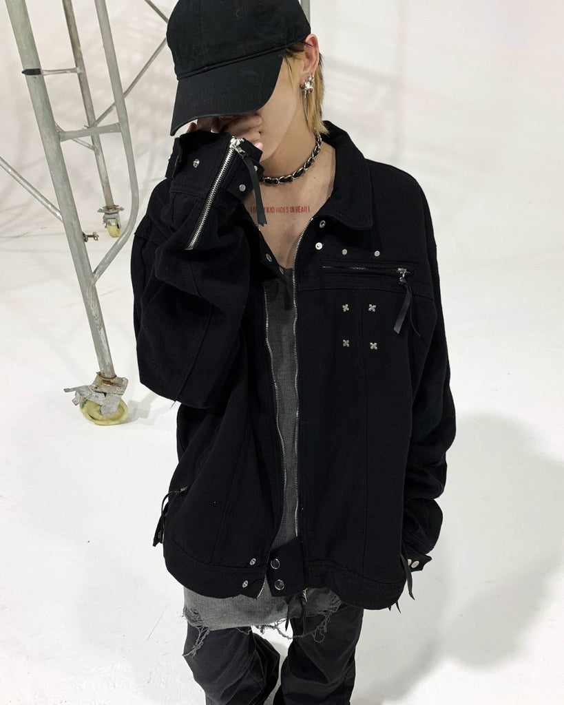 Metal Design Zipper Denim Jacket ASD0013 - KBQUNQ｜韓国メンズファッション通販サイト