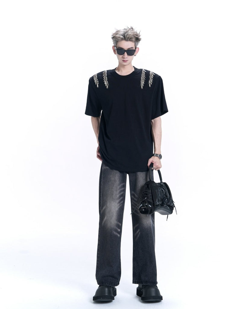 Metal Zipper Short Sleeve T-Shirt XSZ0008 - KBQUNQ｜韓国メンズファッション通販サイト