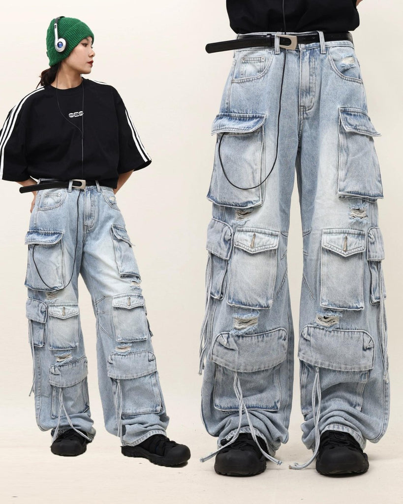 Multi-Pocket Wide Denim Pants BGV0001 - KBQUNQ｜ファッション通販