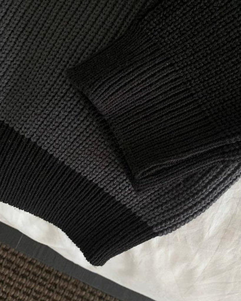 Oversized Polo Neck Border Knit VCH0123 - KBQUNQ｜ファッション通販