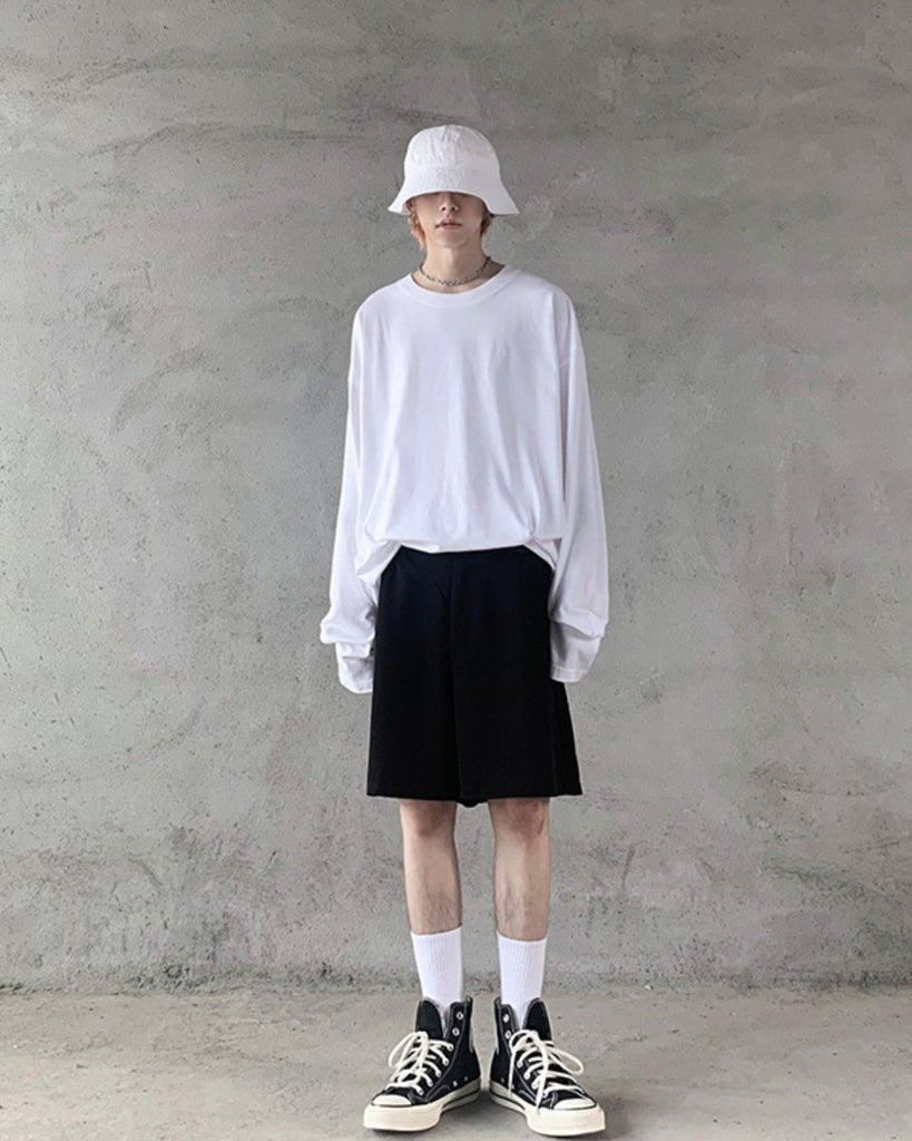 Plain Loose Long Sleeve T-Shirt ASD0043 - KBQUNQ｜韓国メンズファッション通販サイト