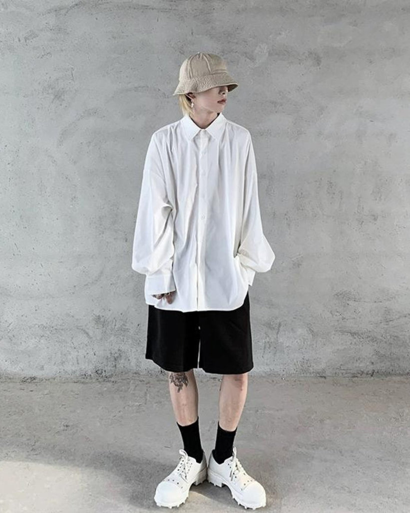 Plain Oversized Long Sleeve Shirt ASD0061 - KBQUNQ｜ファッション通販