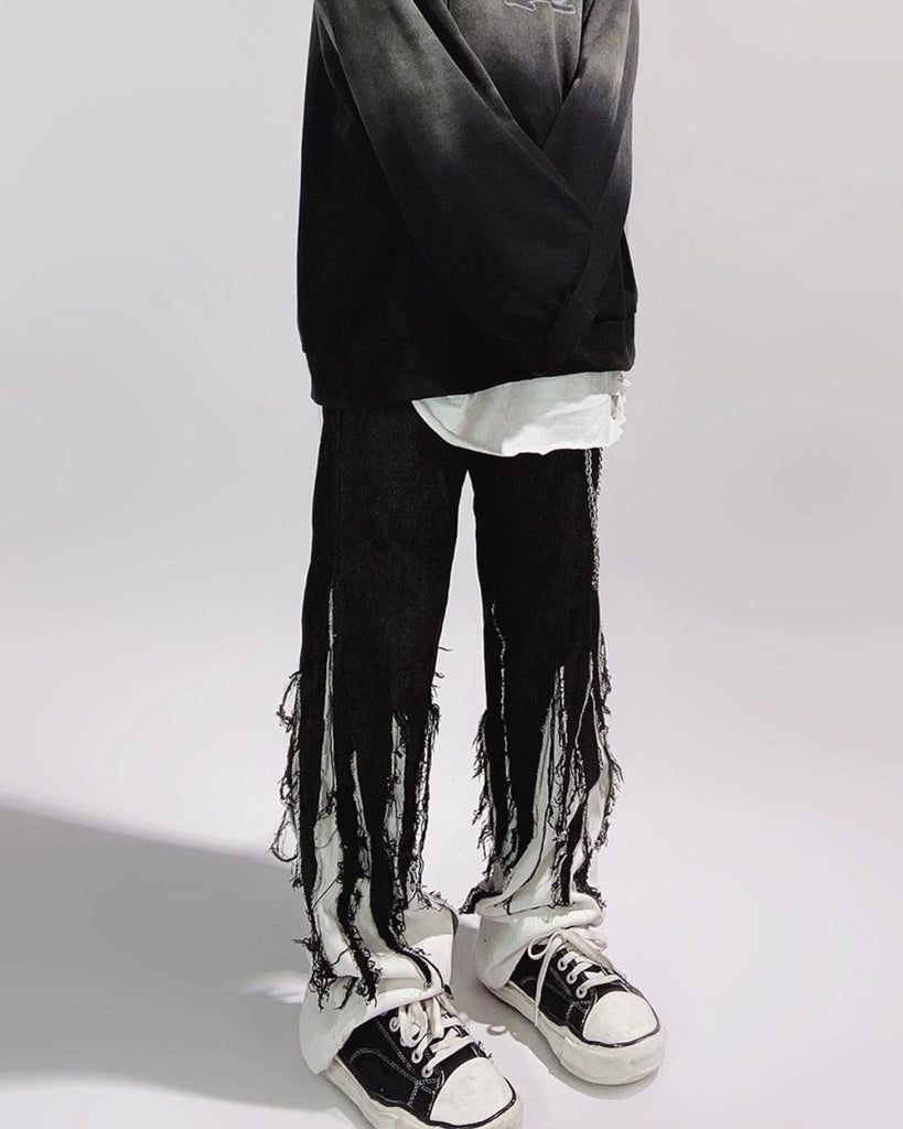Punk Fringe Denim Pants UCS0025 - KBQUNQ｜ファッション通販
