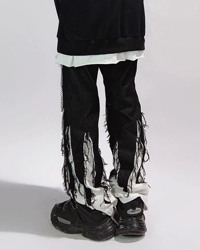 Punk Fringe Denim Pants UCS0025 - KBQUNQ｜ファッション通販