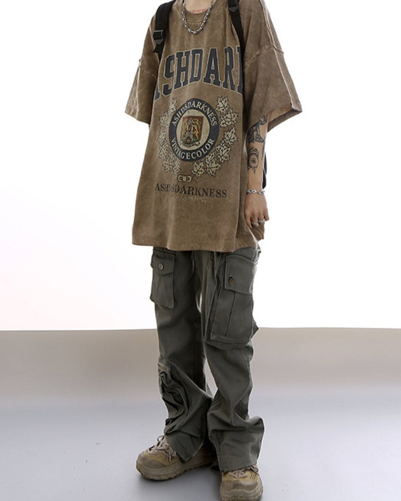 Retro American Old School Short Sleeve T-Shirt ASD0042 - KBQUNQ｜韓国メンズファッション通販サイト