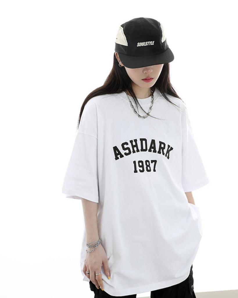 Retro Basic Logo Print Short Sleeve T-Shirt ASD0001 - KBQUNQ｜韓国メンズファッション通販サイト