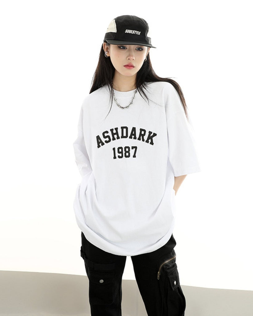 Retro Basic Logo Print Short Sleeve T-Shirt ASD0001 - KBQUNQ｜韓国メンズファッション通販サイト