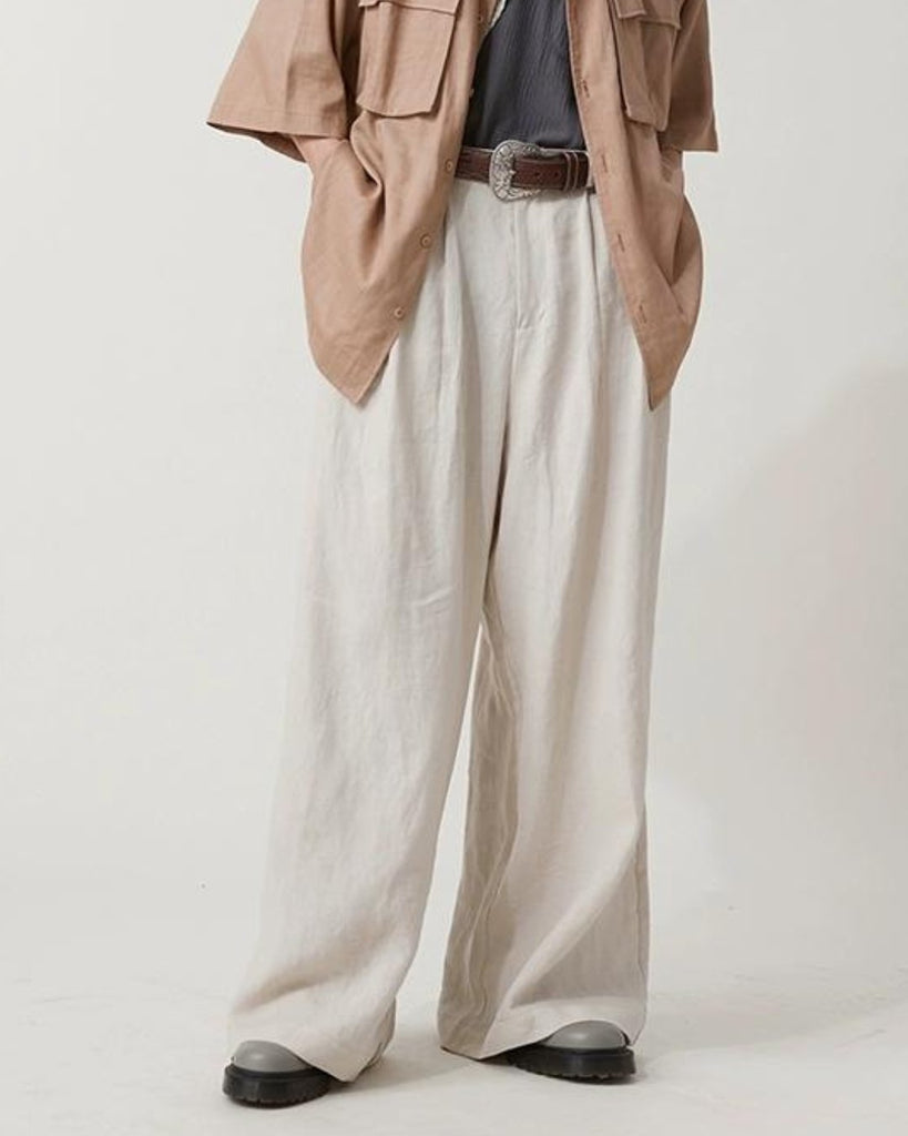 Retro Beige Linen Pants S410002 - KBQUNQ｜韓国メンズファッション通販サイト